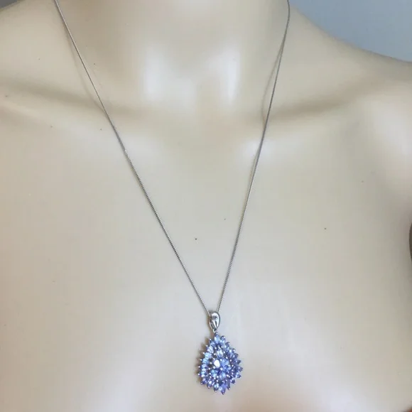 Sterling Silver Tanzanite Teardrop Pendant - Picture 6 of 6